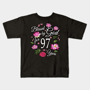 Blessed By God For 97 Lotus Flower 97Th Kids T-Shirt